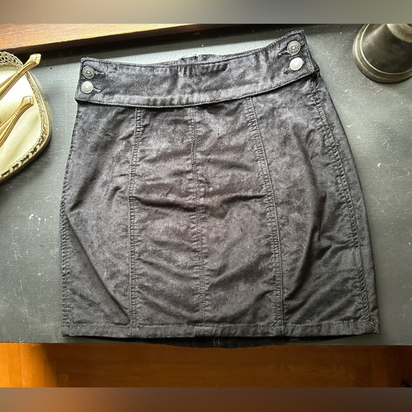 Vintage Retro Black Velvet Free People Zip Back Mini Skirt - Picture 1 of 5